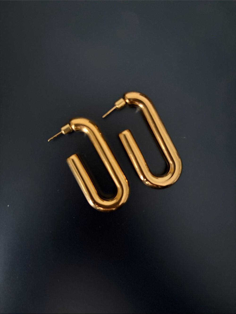 Gold Modern U-Shaped Hoop Earrings - Women Jewelry